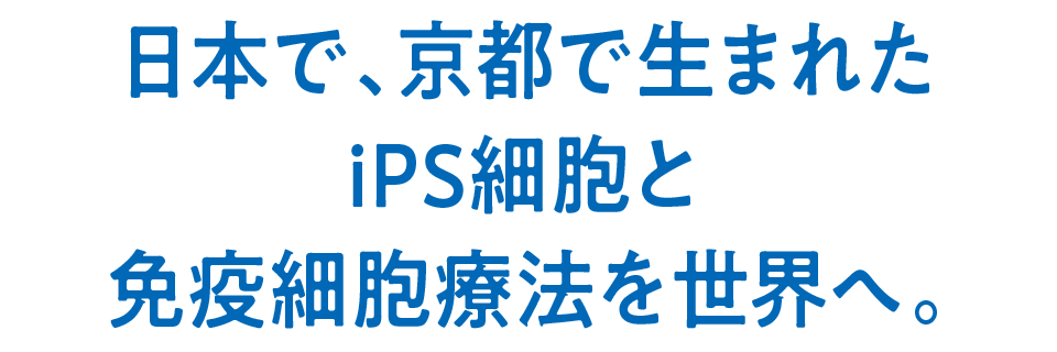 日本で、京都で生まれたiPS細胞と免疫細胞療法を世界へ。